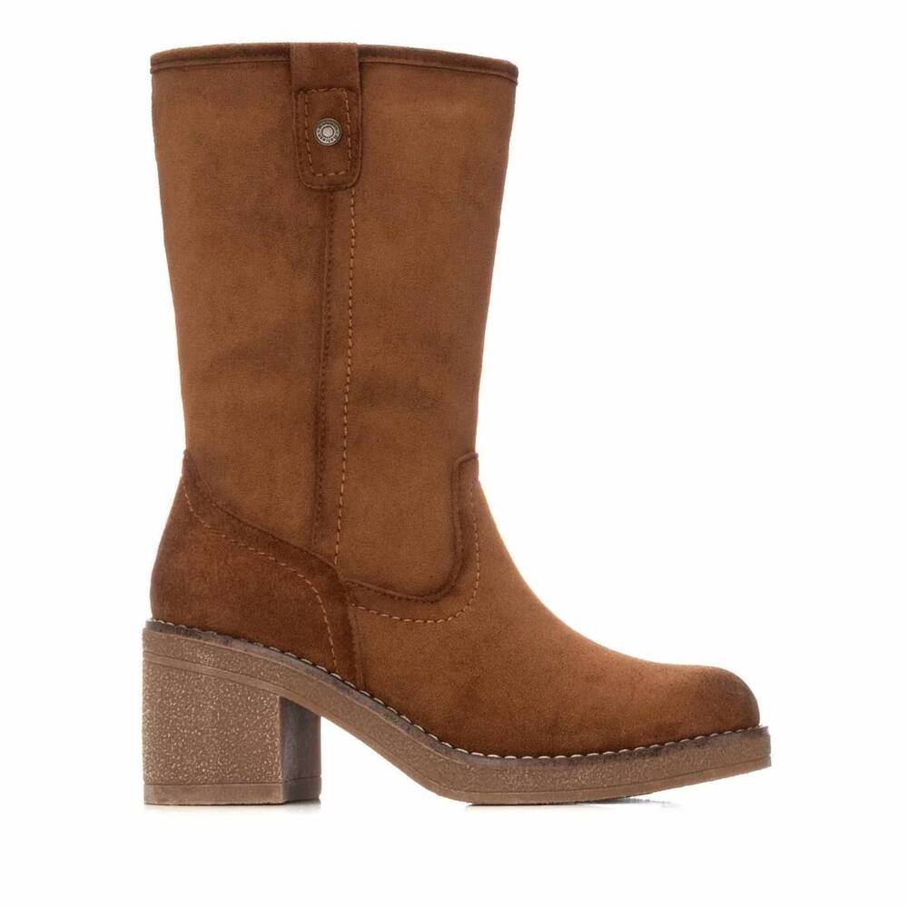 NEW REFRESH women's suede block heel boots in camel